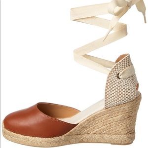 Soludos brown leather espadrille wedges